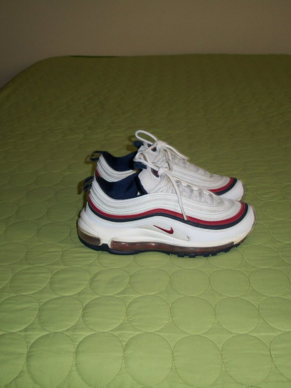 Nike Air Max 97 Sneakers in White/Red & Navy Accents